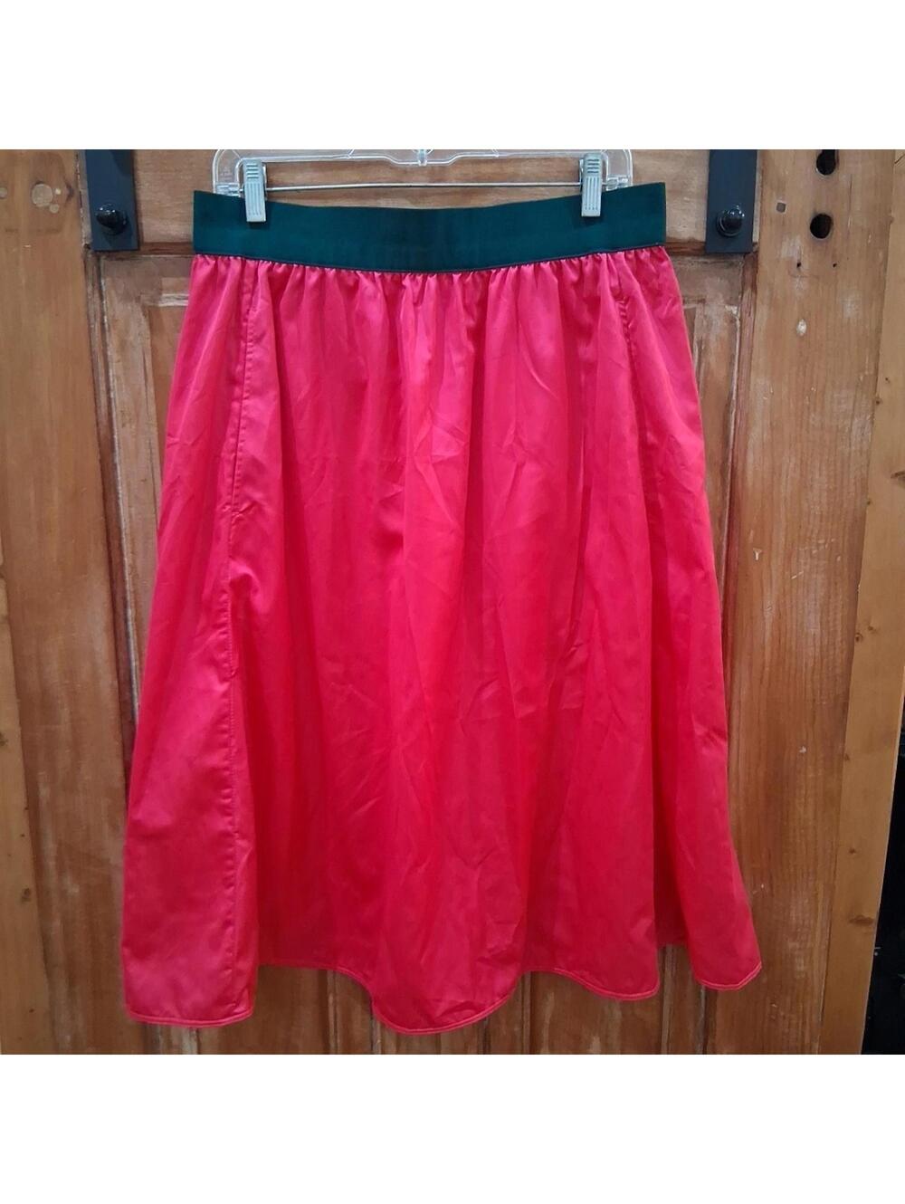 Womens Tory Burch Sport Size XL Pink Midi A Line Skirt Green Elastic Pockets